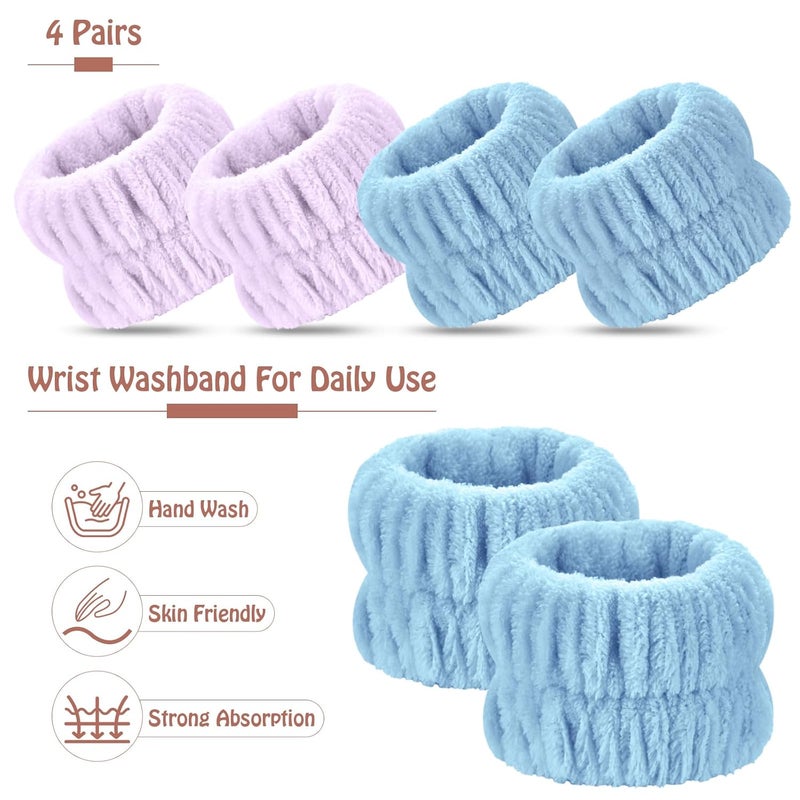 Darfukei Wrist Bands for Washing Face, 4pcs Spa Face Washing Wristbands, Microfiber Arm Wrist Towels, Absorbent Wash Wristbands for Woman Men, Prevent Water from Spilling Down Your Arms - Image 3